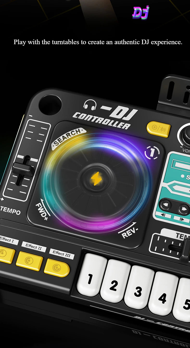 Children Music Toy Simulation Dj Mixer Controller Multifunctional Electronic Organ Dj Player Entertainment Toy Christmas Gifts