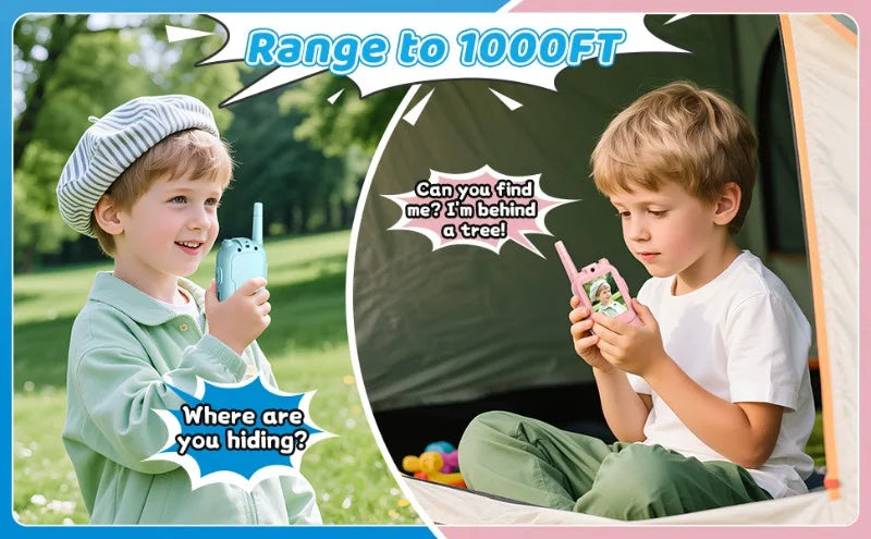 2PC Kids HD-Video Walkie Talkies 3 Styles Intercom USB Charging Indoor Outdoor Child's Toys Birthday Gifts for Boys Girls Age 3+