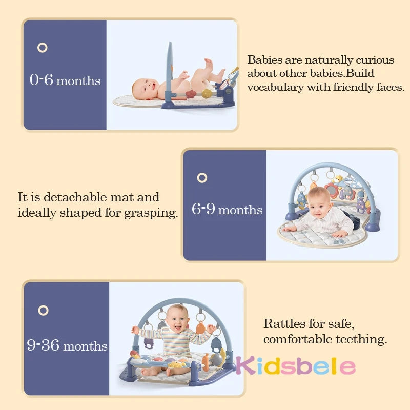 Baby Music Play Mats Piano Gym Newborn Toys Infant Playmat Learning Education Toys 0 12 Months Tummy Time Crawling Mat Carpet