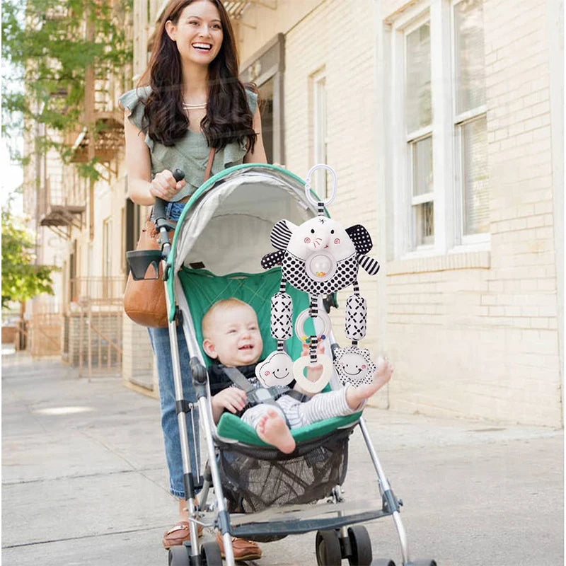 Baby Car Seat Toys for Babies 0 12 Months Kick Play Activity Center Spiral Plush Hanging Toys for Car Seat Stroller Crib Rattle