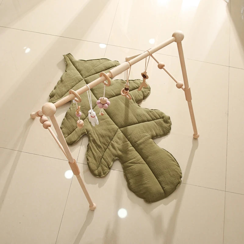 Baby Wooden Gym Frame Rattle Toys Baby Room Decor Newborn Hanging Sensory Toys Foldable Play Gym Frame Kid Holder Bracket Gift