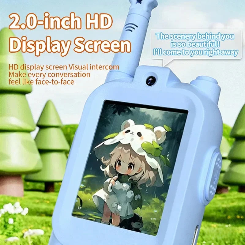 2PC Kids HD-Video Walkie Talkies 3 Styles Intercom USB Charging Indoor Outdoor Child's Toys Birthday Gifts for Boys Girls Age 3+