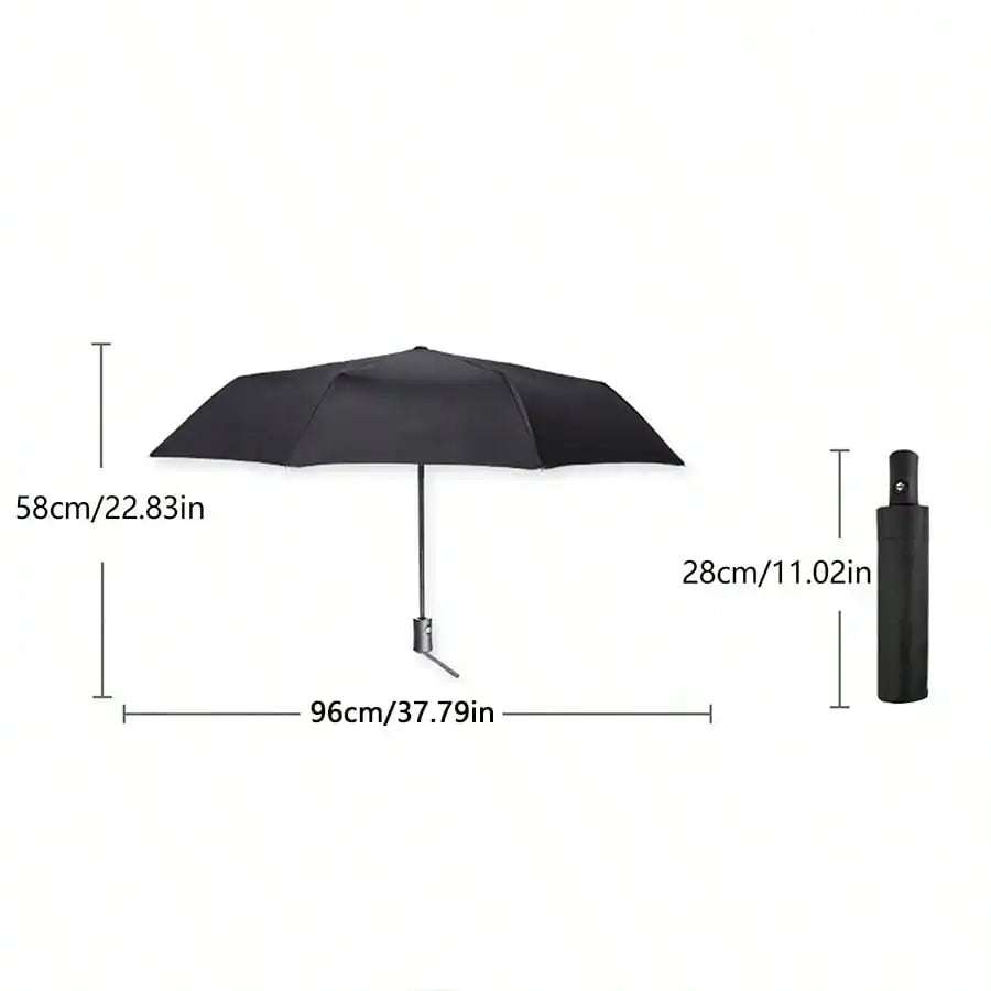 Fully Automatic Open Umbrella, One-Button Open, Suitable For Sunny And Rainy Days, 8 Ribs, Solid Color Business Umbrella, Black Coating UPF50+, Sun-Blocking Umbrella, Triple Folding Umbrella, Solid Color Foldable Umbrella, Un