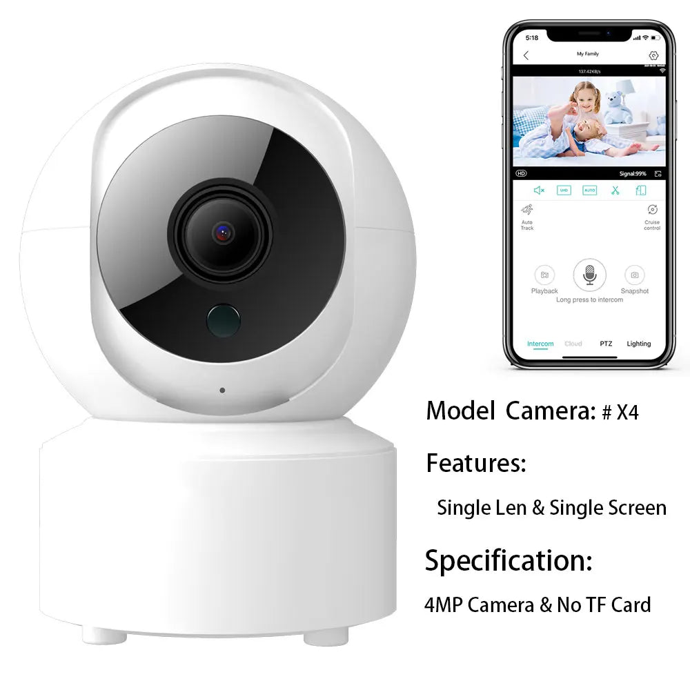 BESDER 4MP WiFi Camera with Dual Screens Baby Monitor Night Vision Indoor Mini PTZ Security IP Camera CCTV Surveillance Cameras