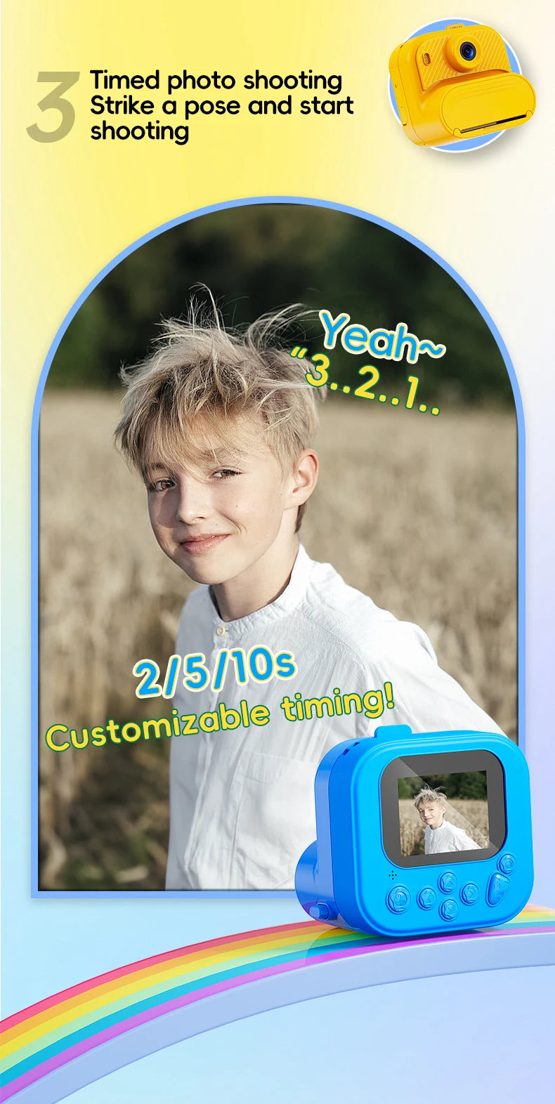 48MP DIY Instant Print Camera for Kids 1080P HD Toddler Camera Ages 3-12 Toy Cameras Christmas Gift Idea with Print Function