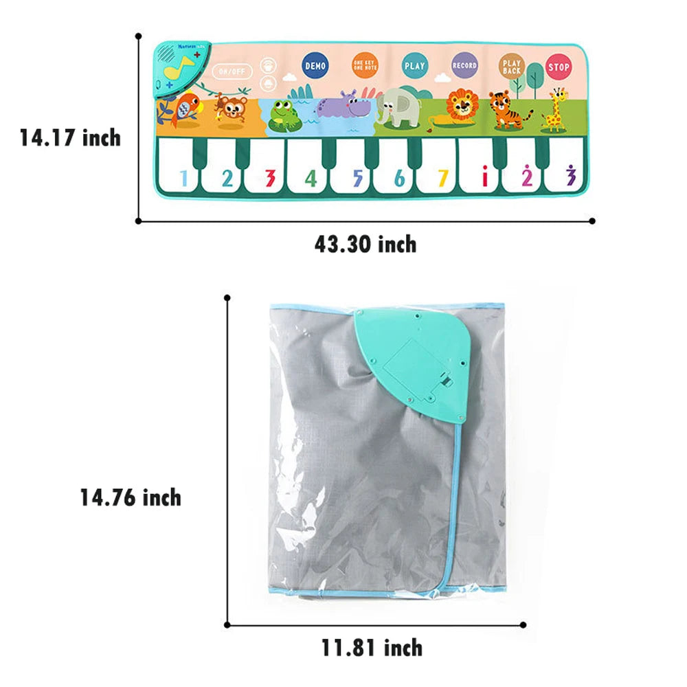 15*43" Baby Toys Waterproof Piano Mat Musical Baby Development Games for 1 Years Activity Gym Baby Play Mat for Boys Girls Gifts