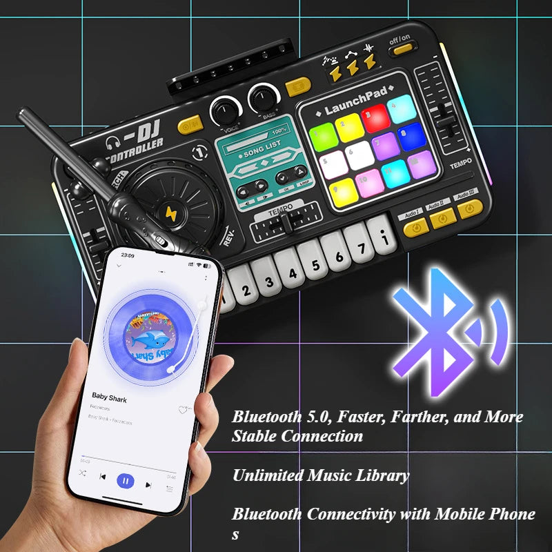 Children Music Toy Simulation Dj Mixer Controller Multifunctional Electronic Organ Dj Player Entertainment Toy Christmas Gifts
