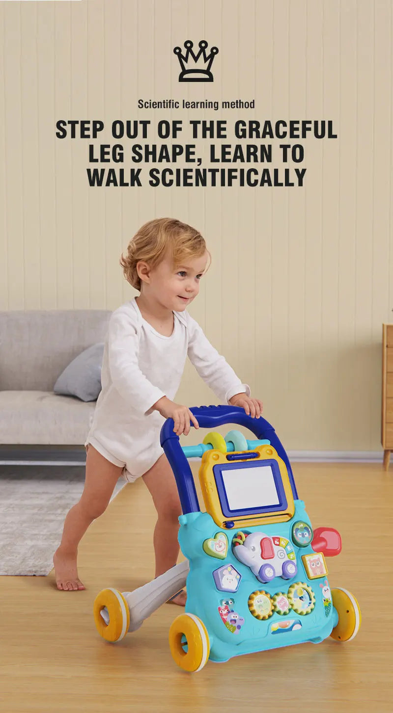Baby Walker with Music Drawing Board 6-15Months Learning Standing Exercises and Walking Practice Stroller Children Ccartoon Toy