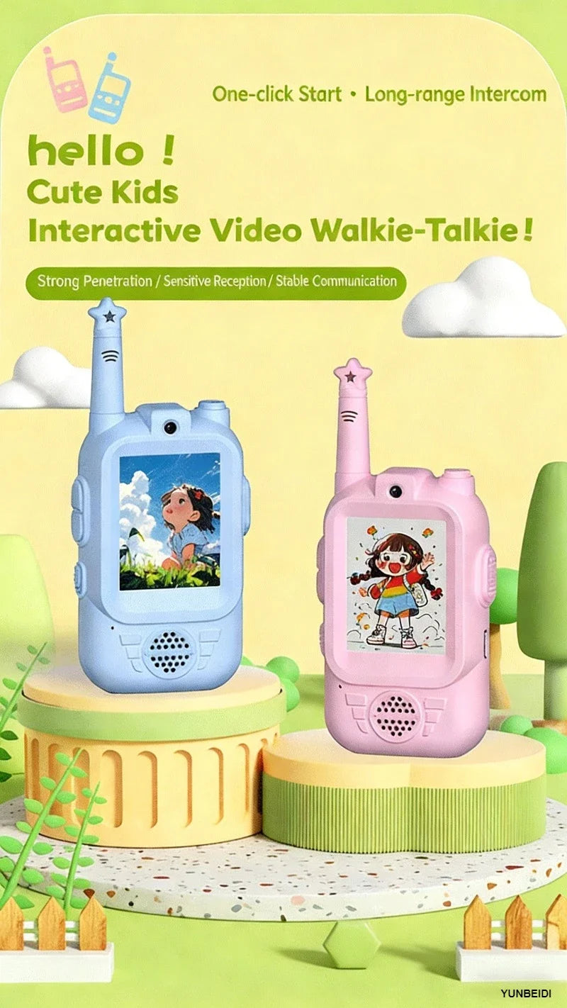 2PC Kids HD-Video Walkie Talkies 3 Styles Intercom USB Charging Indoor Outdoor Child's Toys Birthday Gifts for Boys Girls Age 3+