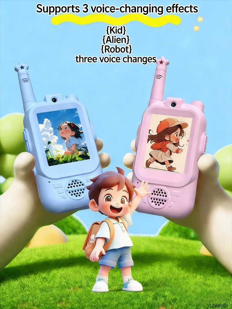 2PC Kids Video Walkie Talkies USB Charging Indoor Outdoor Recreation High Definition Intercom Kids Toys Birthday Gifts Ages 3-12