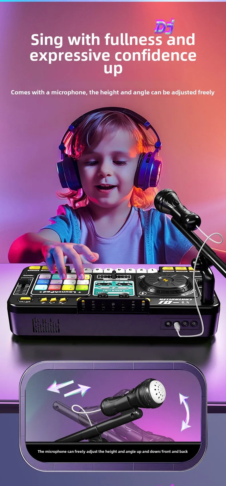 Children Music Toy Simulation Dj Mixer Controller Multifunctional Electronic Organ Dj Player Entertainment Toy Christmas Gifts