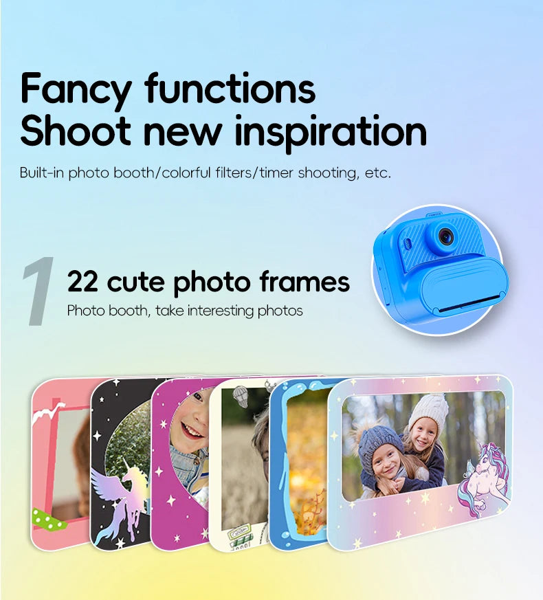 48MP DIY Instant Print Camera for Kids 1080P HD Toddler Camera Ages 3-12 Toy Cameras Christmas Gift Idea with Print Function