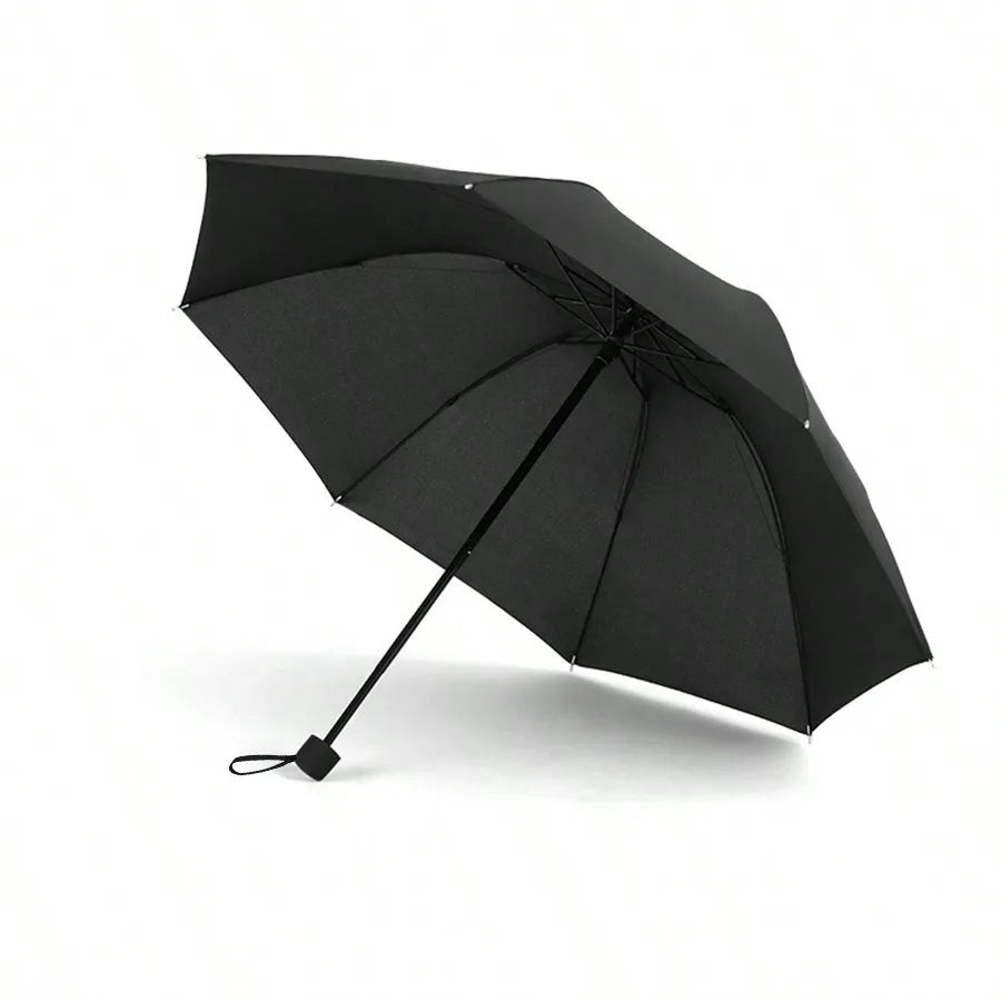 Fully Automatic Open Umbrella, One-Button Open, Suitable For Sunny And Rainy Days, 8 Ribs, Solid Color Business Umbrella, Black Coating UPF50+, Sun-Blocking Umbrella, Triple Folding Umbrella, Solid Color Foldable Umbrella, Un