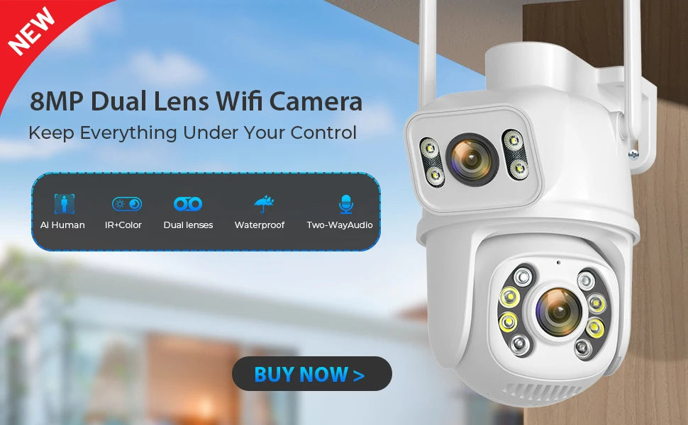 4MP Dual Lens WiFi Camera Dual Screen Baby Monitor Auto Tracking Ai Human Detection Indoor Home secuiryt CCTV Video Surveillance