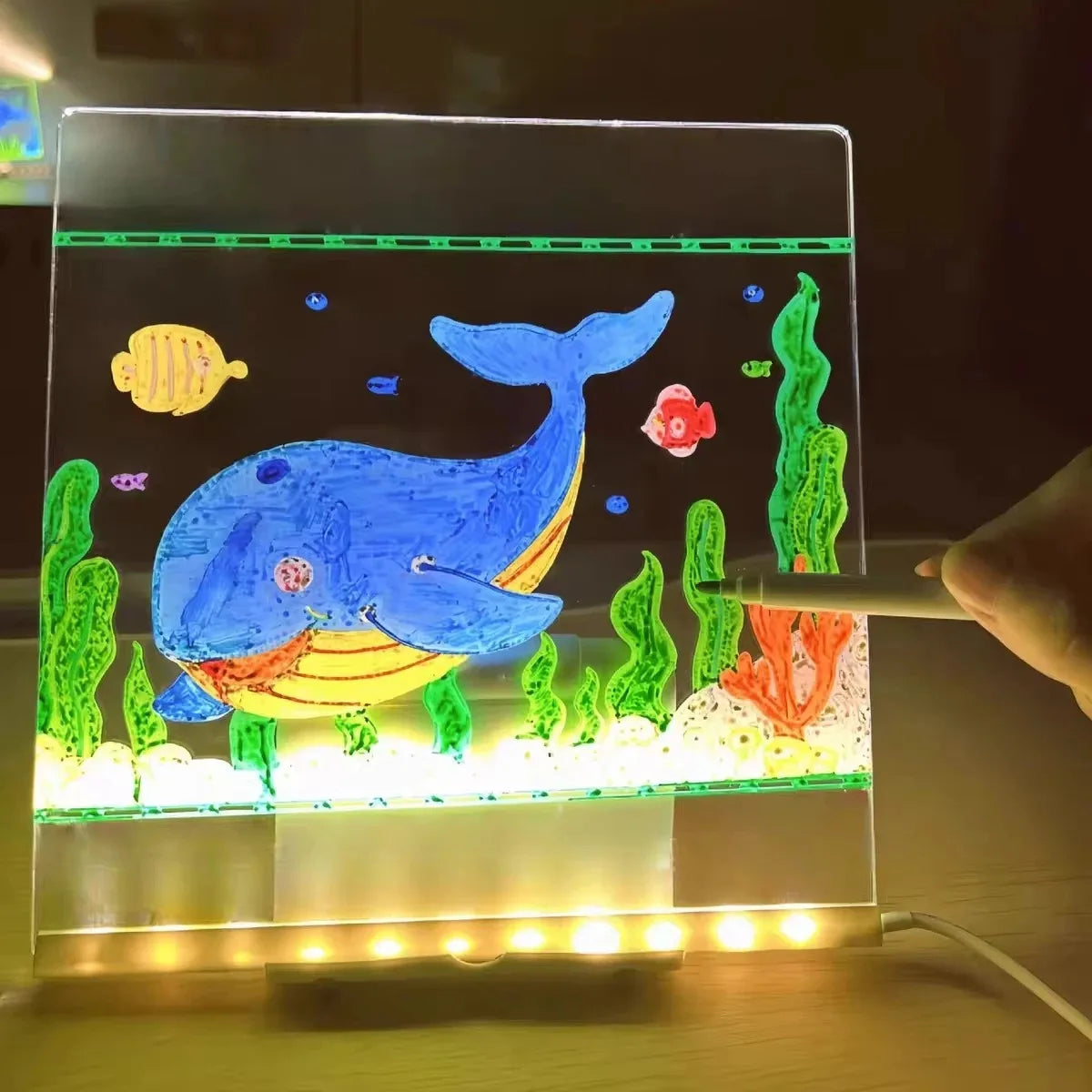 Magic Glow Kids Drawing Board: Reusable LCD Tablet, Erasable Light-Up Doodle Pad for Ages 3-6+ | Fun Educational Toy Menu Board