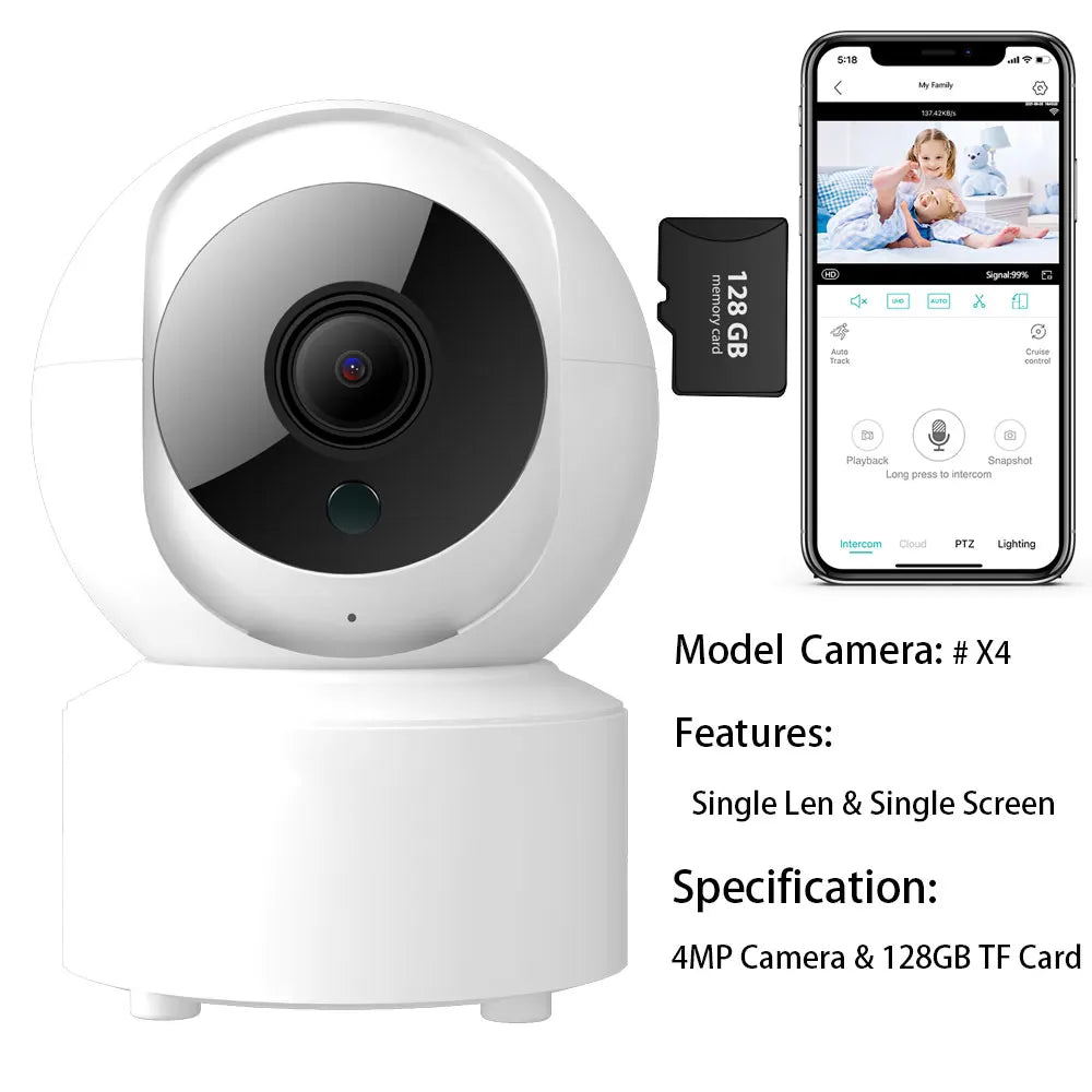 BESDER 4MP WiFi Camera with Dual Screens Baby Monitor Night Vision Indoor Mini PTZ Security IP Camera CCTV Surveillance Cameras