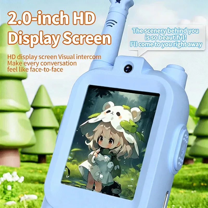 2PC Kids Video Walkie Talkies USB Charging Indoor Outdoor Recreation High Definition Intercom Kids Toys Birthday Gifts Ages 3-12