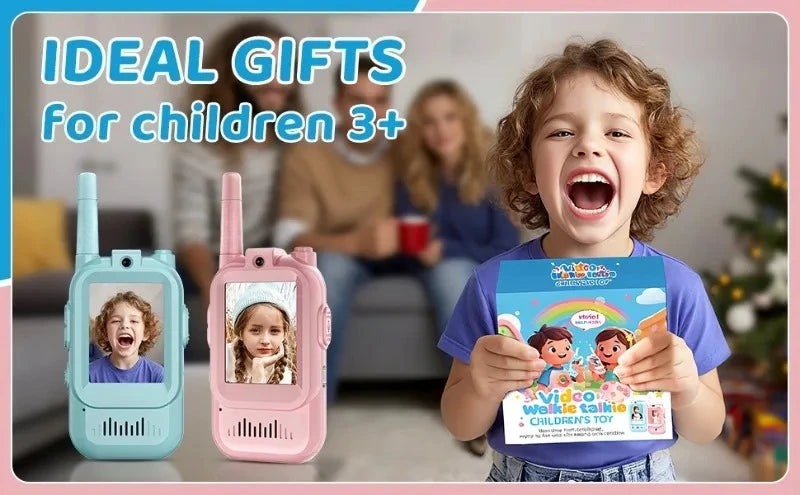 2PC Kids HD-Video Walkie Talkies 3 Styles Intercom USB Charging Indoor Outdoor Child's Toys Birthday Gifts for Boys Girls Age 3+