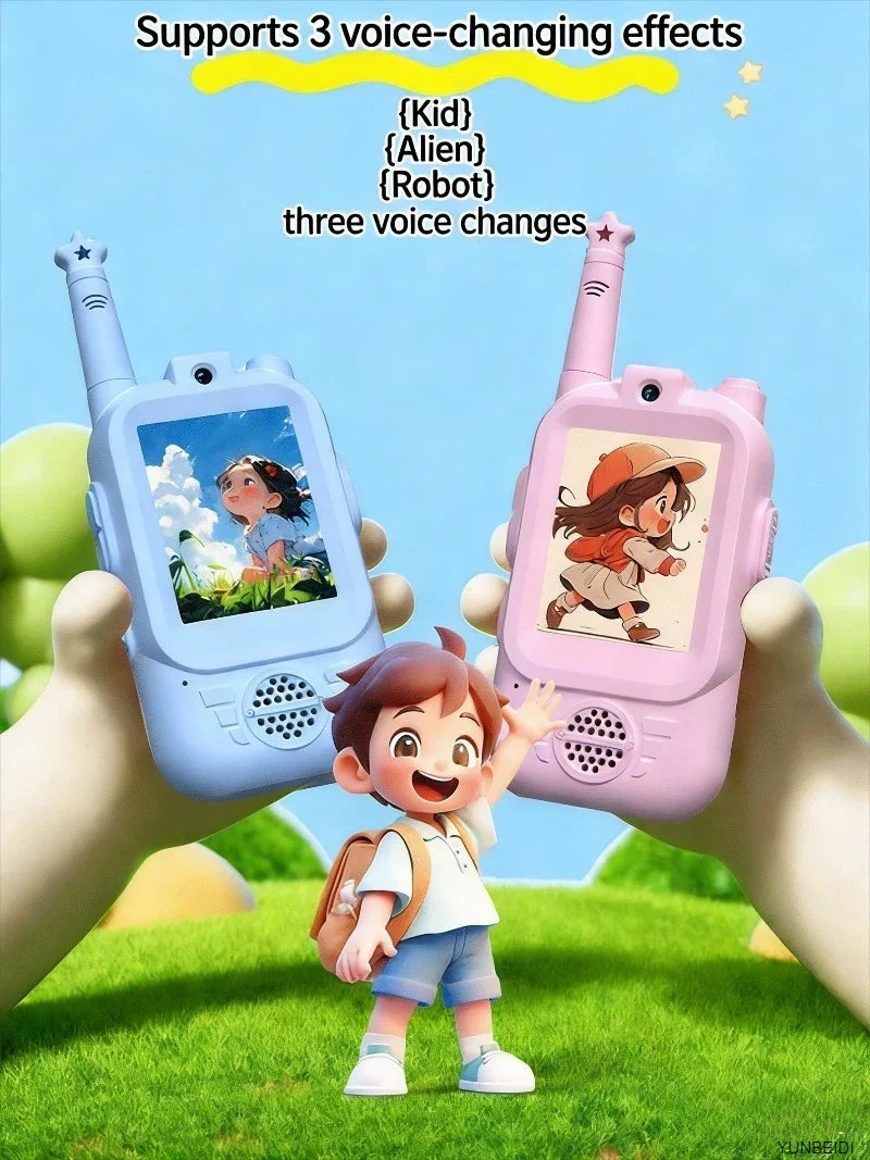 2PC Kids HD-Video Walkie Talkies 3 Styles Intercom USB Charging Indoor Outdoor Child's Toys Birthday Gifts for Boys Girls Age 3+