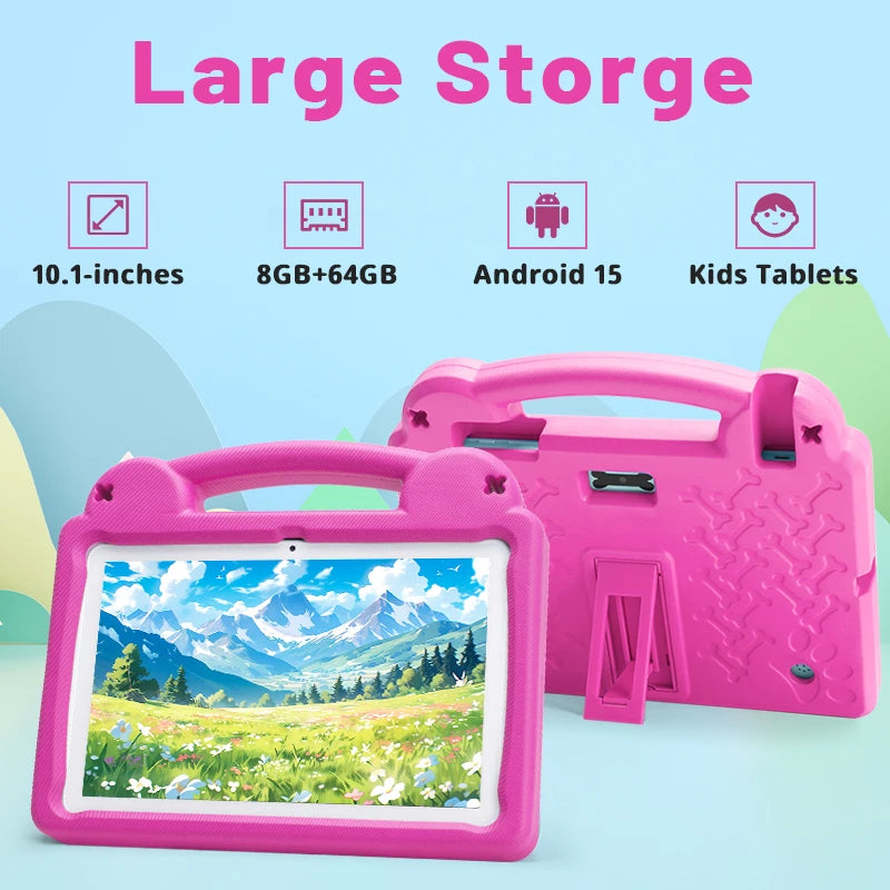 ANRY R16Pro Kids Tablet 10 Inch Android 15 Tablet 8GB(3+5GB) 64GB ROM Dual Camera Learning Education Tablet PC Gift for Children