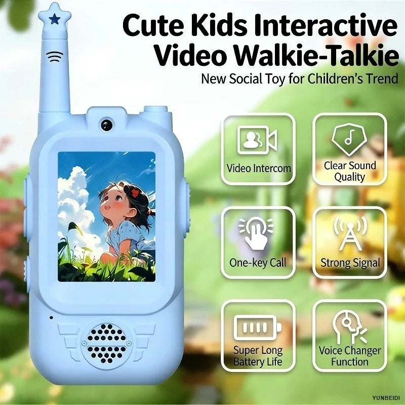 2PC Kids HD-Video Walkie Talkies 3 Styles Intercom USB Charging Indoor Outdoor Child's Toys Birthday Gifts for Boys Girls Age 3+