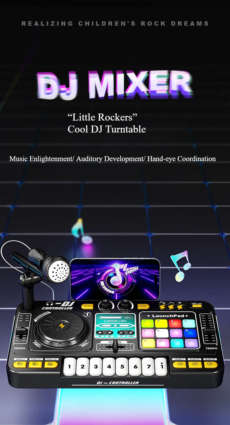 Children Music Toy Simulation Dj Mixer Controller Multifunctional Electronic Organ Dj Player Entertainment Toy Christmas Gifts