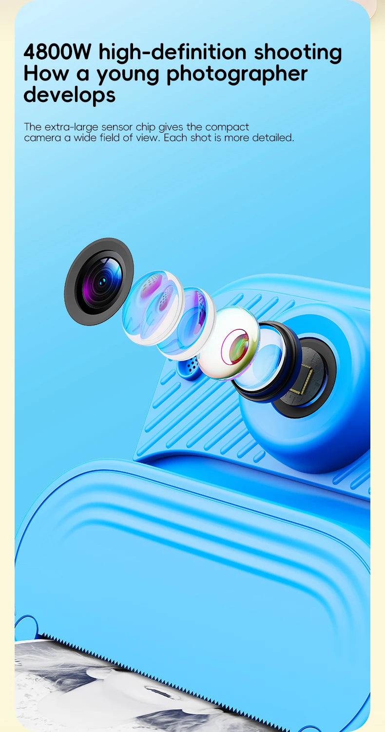48MP DIY Instant Print Camera for Kids 1080P HD Toddler Camera Ages 3-12 Toy Cameras Christmas Gift Idea with Print Function