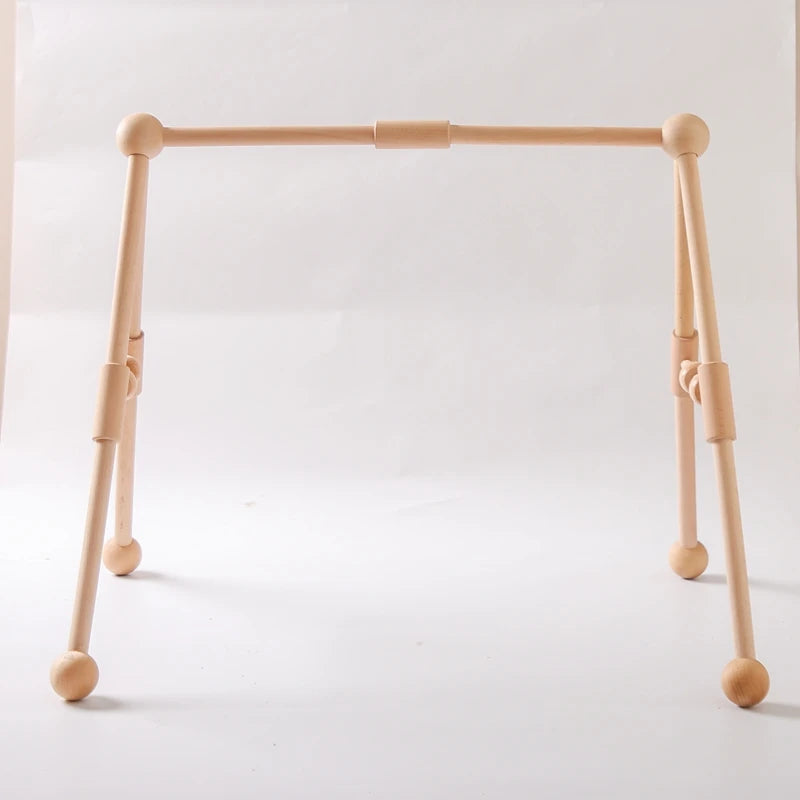 Baby Wooden Gym Frame Rattle Toys Baby Room Decor Newborn Hanging Sensory Toys Foldable Play Gym Frame Kid Holder Bracket Gift