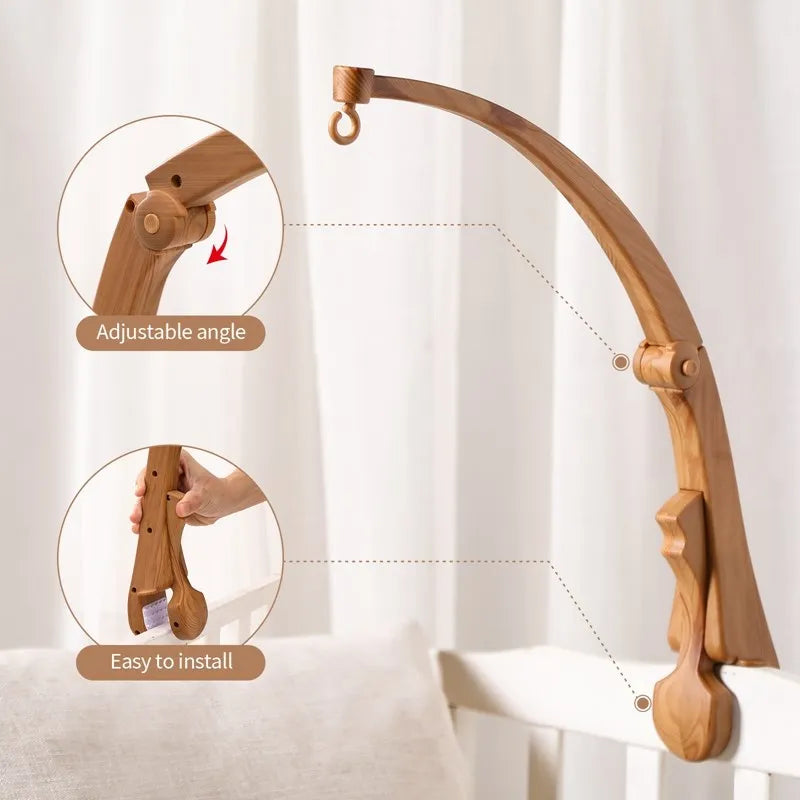 Baby Wooden Mobile Crib Bed Bell Floor Stand Infant Hanging Toys Holder Wood Newborn Bed Decoration Bedding Supplies Kids Gift