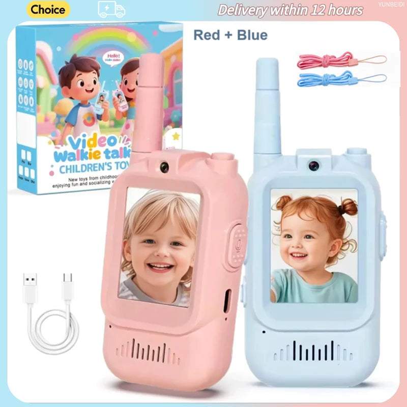 2PC Kids HD-Video Walkie Talkies 3 Styles Intercom USB Charging Indoor Outdoor Child's Toys Birthday Gifts for Boys Girls Age 3+