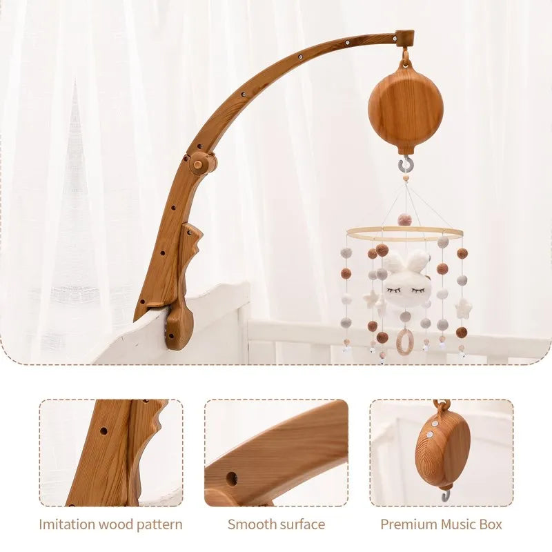 Baby Wooden Mobile Crib Bed Bell Floor Stand Infant Hanging Toys Holder Wood Newborn Bed Decoration Bedding Supplies Kids Gift
