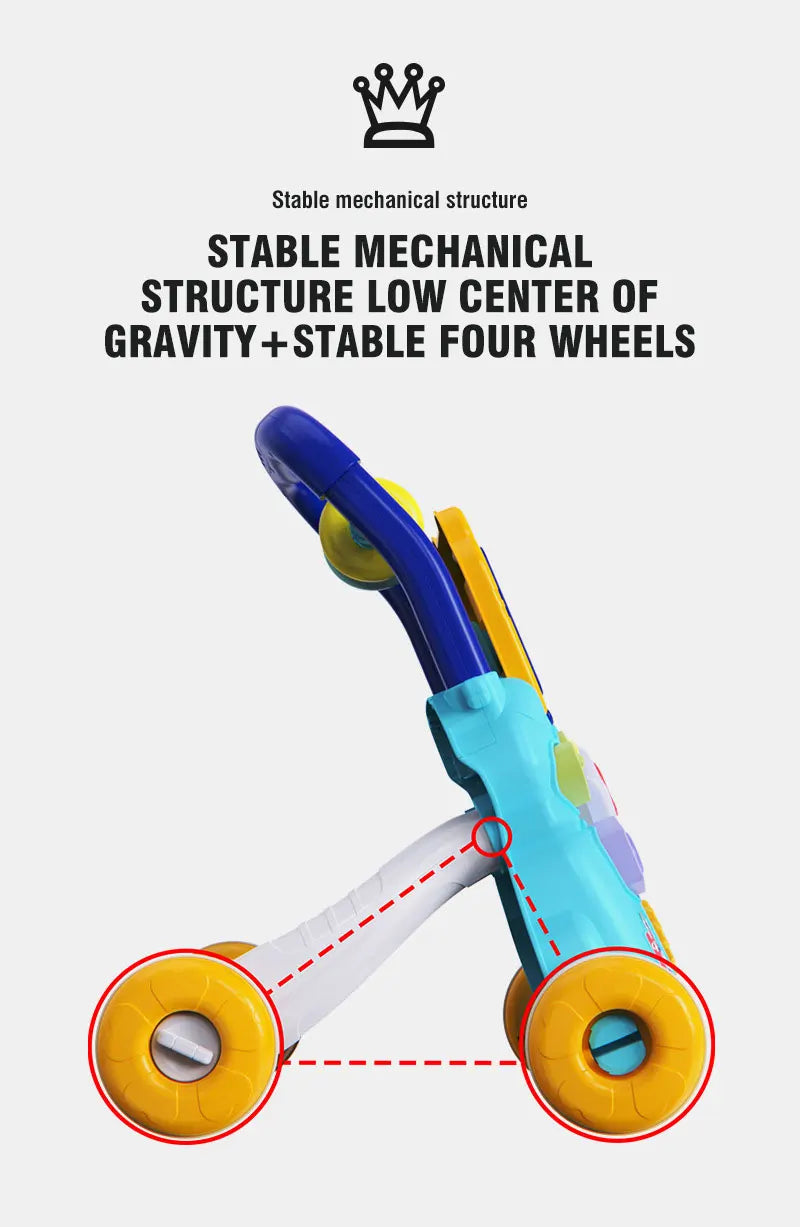 Baby Walker with Music Drawing Board 6-15Months Learning Standing Exercises and Walking Practice Stroller Children Ccartoon Toy