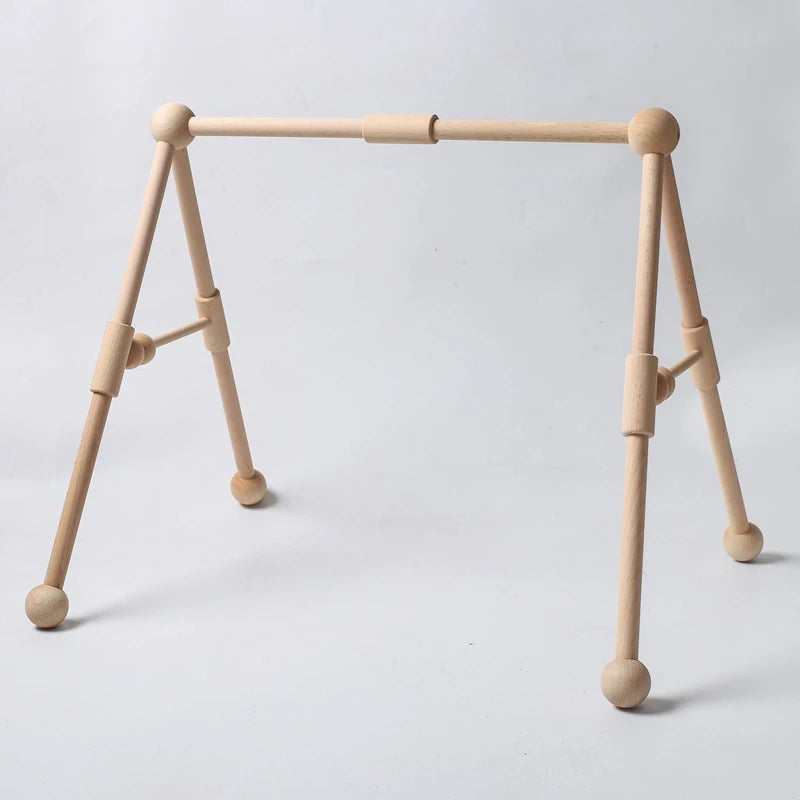 Baby Wooden Gym Frame Rattle Toys Baby Room Decor Newborn Hanging Sensory Toys Foldable Play Gym Frame Kid Holder Bracket Gift