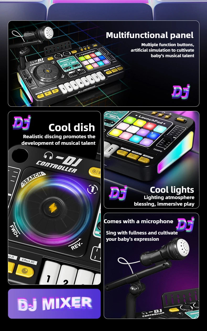 Children Music Toy Simulation Dj Mixer Controller Multifunctional Electronic Organ Dj Player Entertainment Toy Christmas Gifts