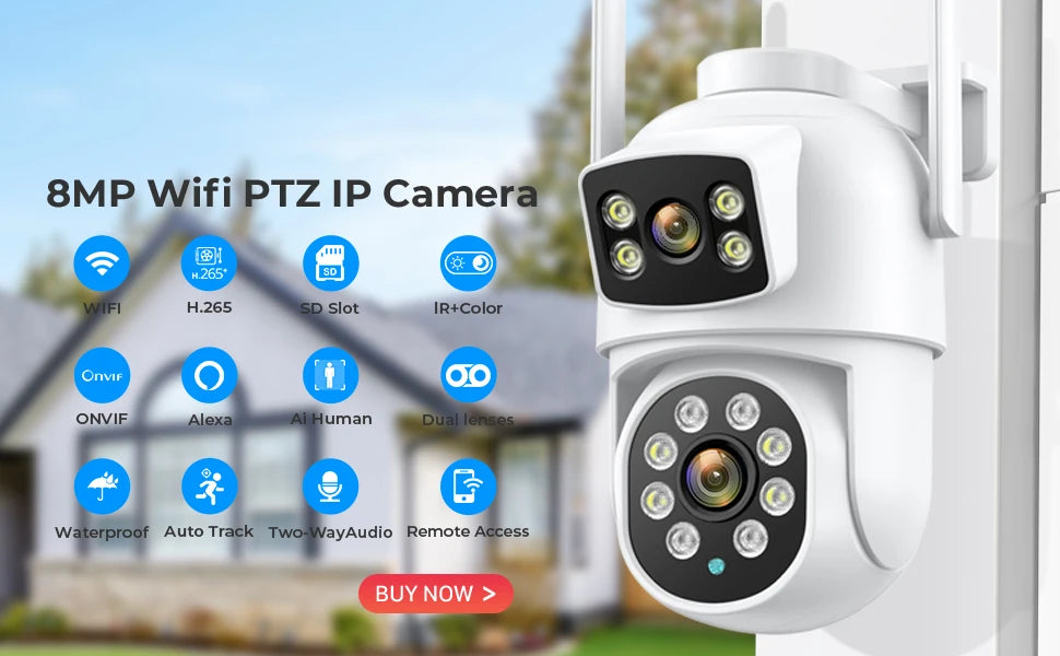 BESDER 4MP WiFi Camera with Dual Screens Baby Monitor Night Vision Indoor Mini PTZ Security IP Camera CCTV Surveillance Cameras