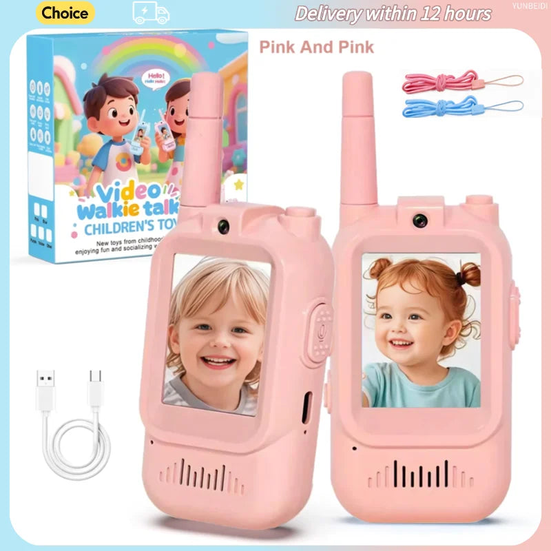 2PC Kids HD-Video Walkie Talkies 3 Styles Intercom USB Charging Indoor Outdoor Child's Toys Birthday Gifts for Boys Girls Age 3+
