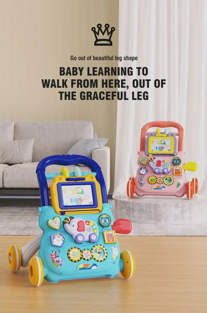 Baby Walker with Music Drawing Board 6-15Months Learning Standing Exercises and Walking Practice Stroller Children Ccartoon Toy