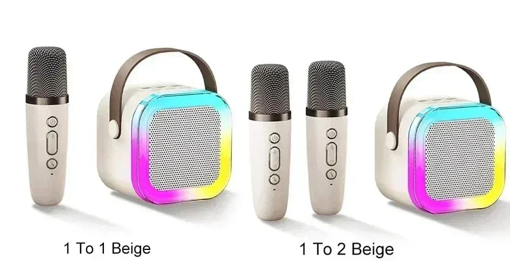 K12 Bluetooth speaker karaoke machine portable speaker system with 2 wireless microphones family family singing children's gif