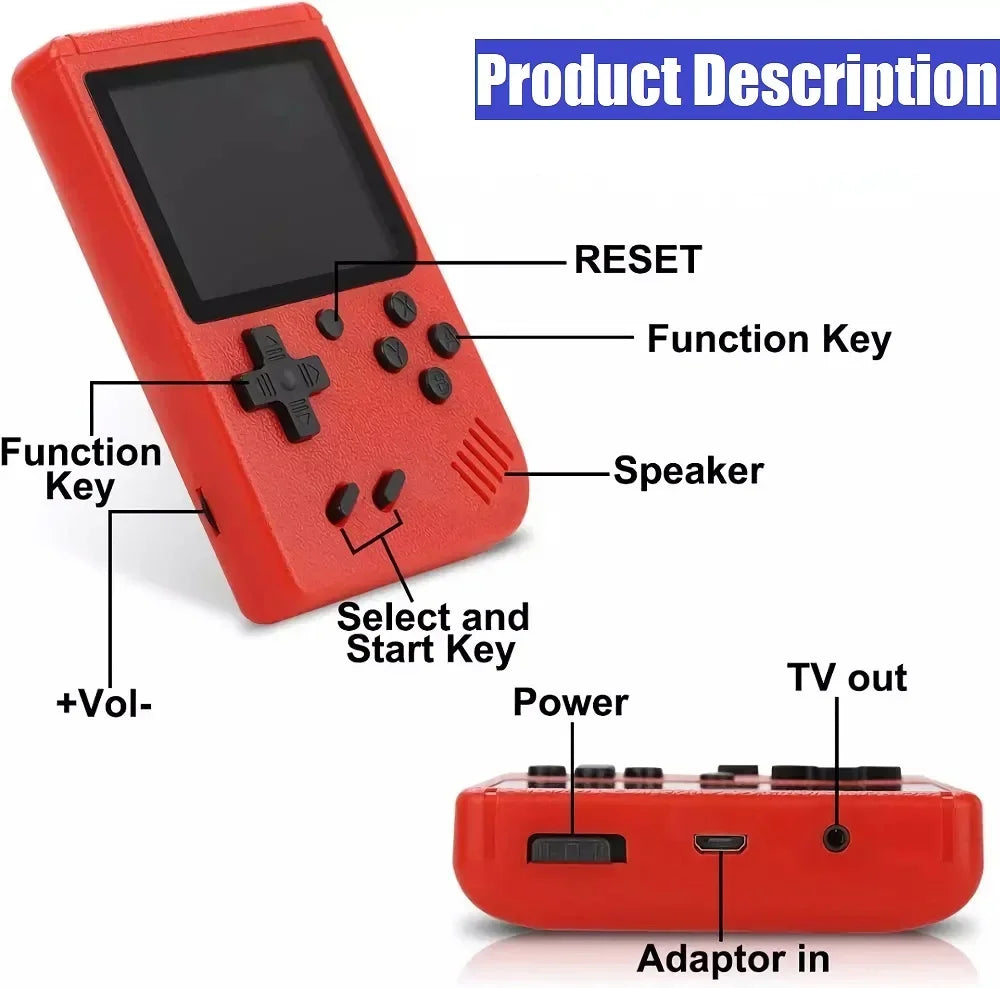 Classic Retro Video Pocket Games Console Lcd Screen Built-in 400 Handheld Or Gamepad Mini Game Player for Boy Christmas Gift