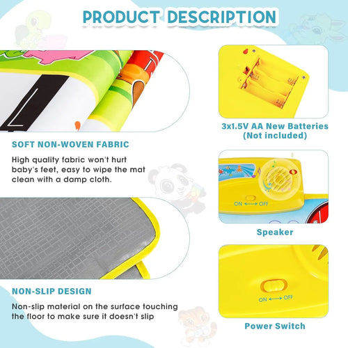 15*43" Baby Toys Waterproof Piano Mat Musical Baby Development Games for 1 Years Activity Gym Baby Play Mat for Boys Girls Gifts