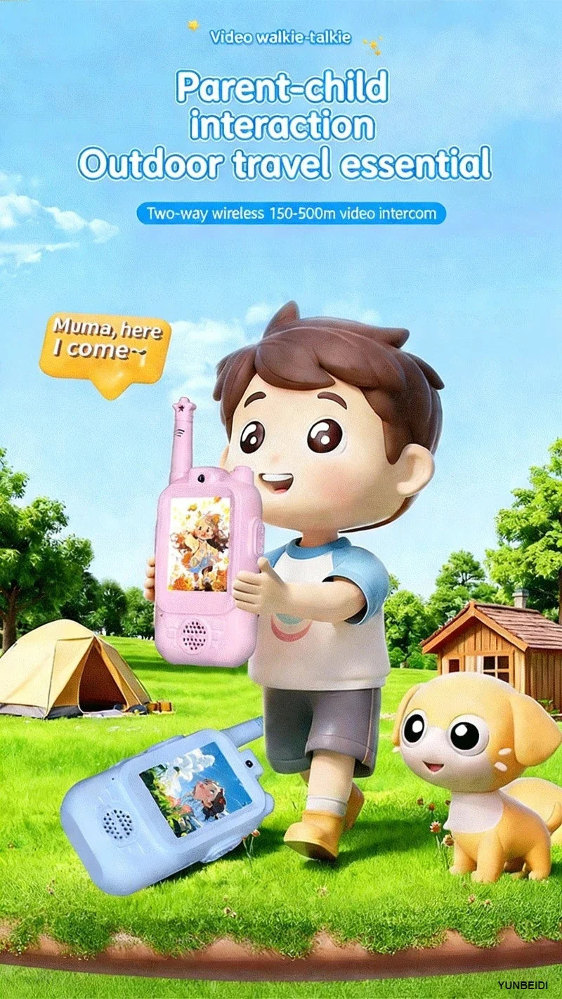 2PC Kids HD-Video Walkie Talkies 3 Styles Intercom USB Charging Indoor Outdoor Child's Toys Birthday Gifts for Boys Girls Age 3+