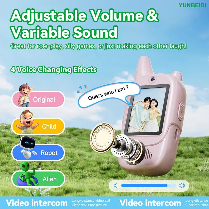 2PC Kids HD-Video Walkie Talkies 3 Styles Intercom USB Charging Indoor Outdoor Child's Toys Birthday Gifts for Boys Girls Age 3+