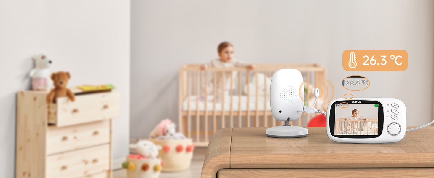 Boifun 3.2 Inch Digital LCD Screen Wireless Baby Monitor with Camera,  Surveillance with  VOX, Night Vision,Temperature Monitor